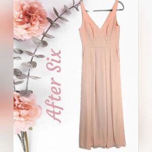 After Six Gown Womens Sz 10R Porcelain Pink Flowy Chiffon Formal Wedding *Read*